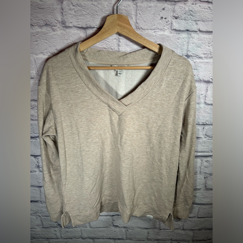 Orvis vneck Beige Pullover fleece lined Sweater‎ Womens size small